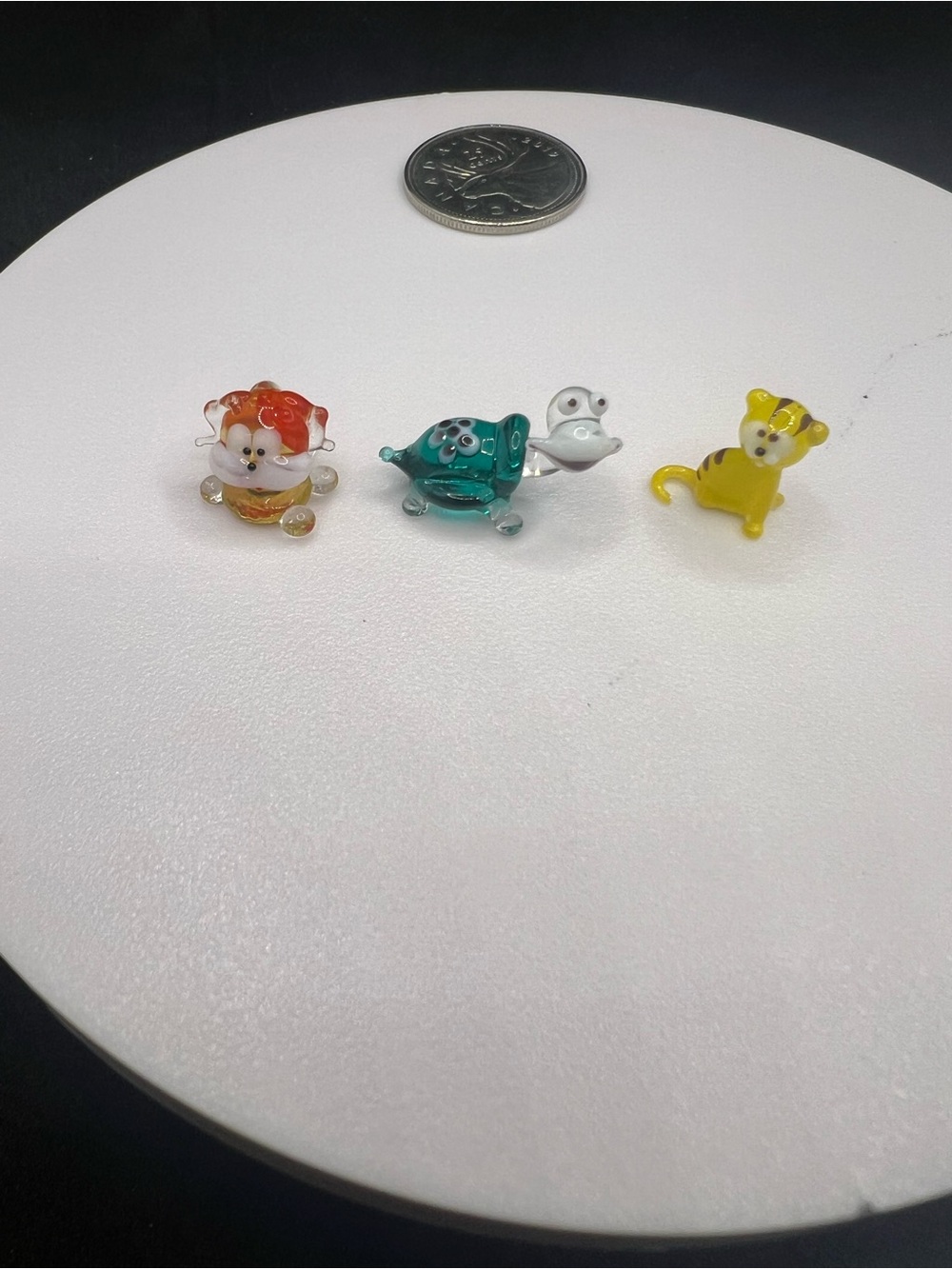 Glass Mini Animal Figurines - Yellow, Green, Orange Set